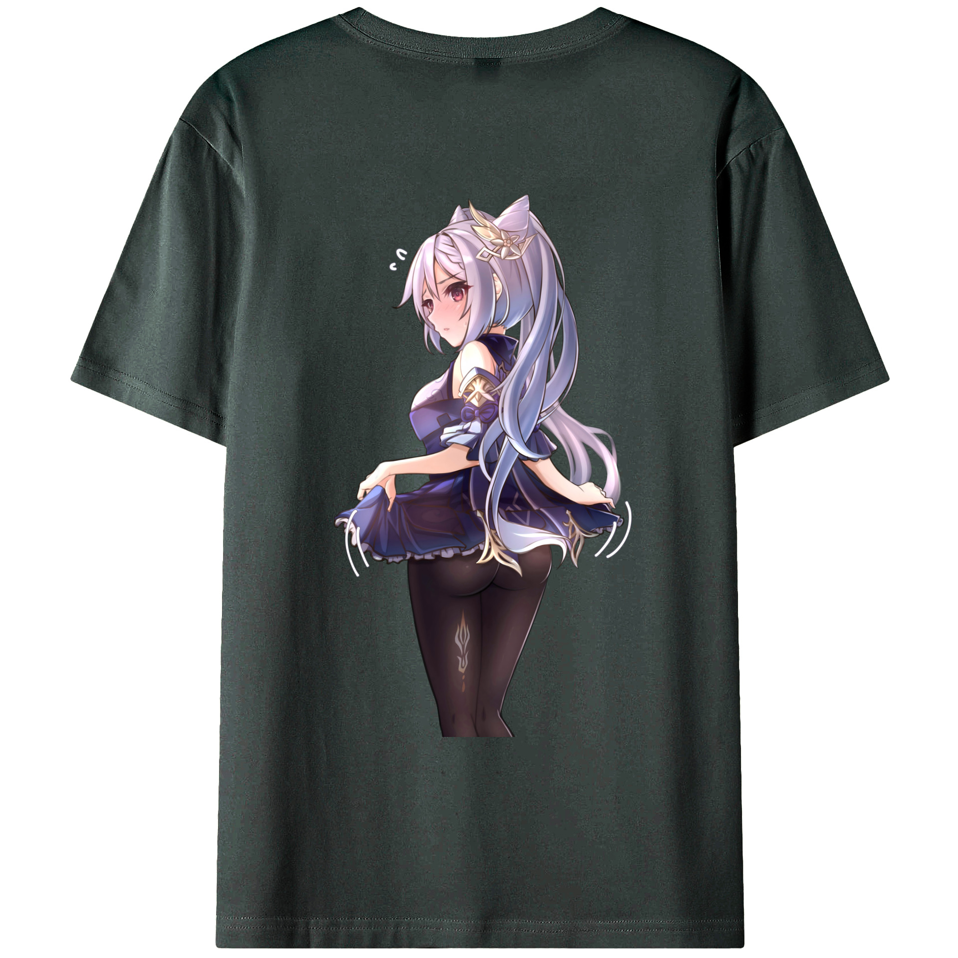 げんし神 刻晴 こくせい genshin Kokusei 綿100％ メンズ半袖Tシャツ（バックプリント） 通気性